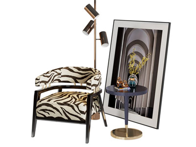 现代休闲椅子 地画 落地灯