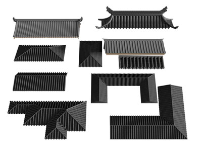 新中式瓦片屋檐 屋顶 建筑构件