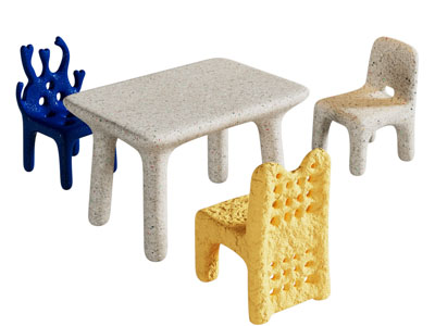 侘寂风儿童桌椅组合3d模型 侘寂风儿童桌椅组合