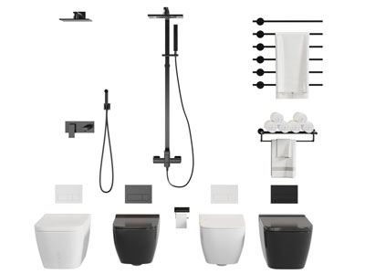 现代智能马桶 毛巾架 淋浴花洒3d模型 现代智能马桶 毛巾架 淋浴花洒