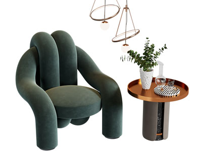 现代休闲椅子 边几