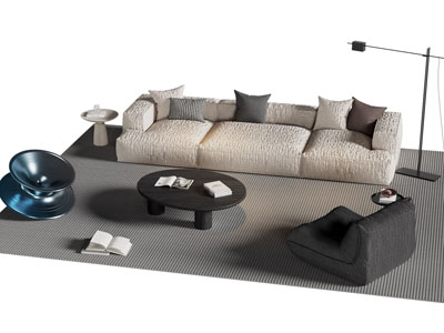 现代多人沙发 单人沙发 休闲椅子和茶几组合