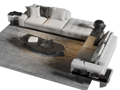 现代转角多人沙发 茶几组合3d模型 现代转角多人沙发 茶几组合