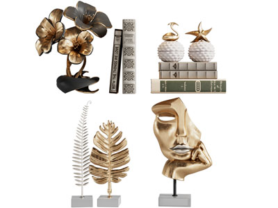 现代饰品 书籍 摆件组合3d模型 现代饰品 书籍 摆件组合