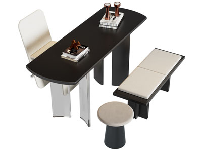 现代书桌椅组合3d模型 现代书桌椅组合