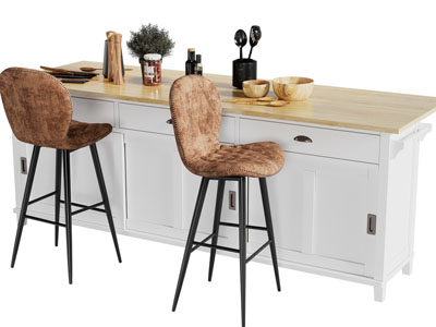 美式吧台吧椅3d模型 美式吧台吧椅