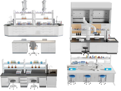现代实验室桌椅组合 实验台3d模型 现代实验室桌椅组合 实验台