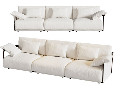 现代奶油风多人沙发3d模型 现代奶油风多人沙发