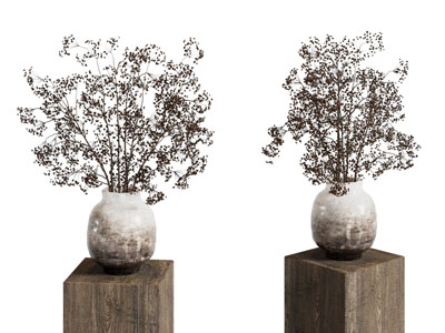 侘寂风陶艺花瓶花卉