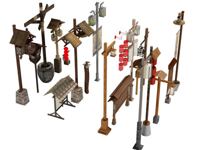 中式路灯 灯笼路灯3d模型 中式路灯 灯笼路灯