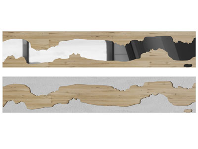 新中式木材玻璃拼接长桌面