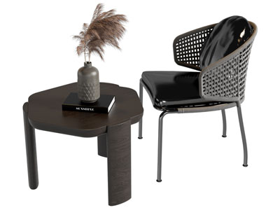 侘寂风休闲椅子 边几