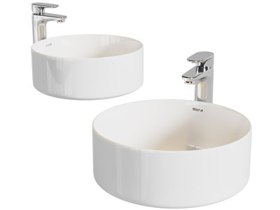 现代圆形洗手盆 水龙头