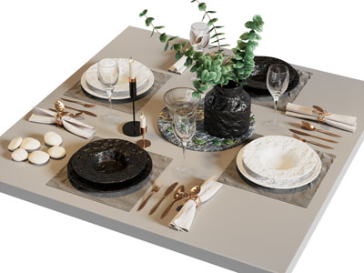 现代碗碟 高脚杯 花瓶 餐具组合