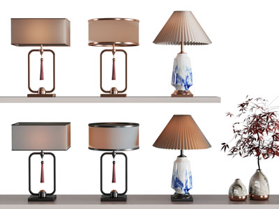 新中式台灯3d模型 新中式台灯