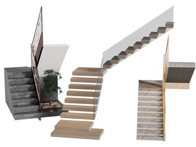 现代玻璃扶手旋转楼梯3d模型 现代玻璃扶手旋转楼梯