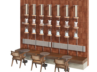 现代原木风奶茶店 咖啡厅卡座区3d模型 现代原木风奶茶店 咖啡厅卡座区