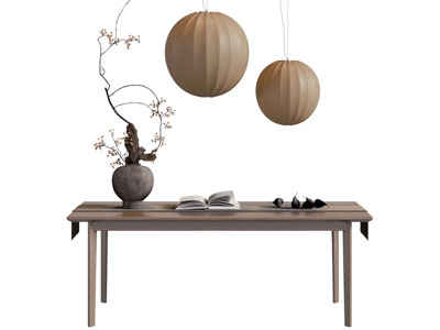 侘寂风书桌3d模型 侘寂风书桌