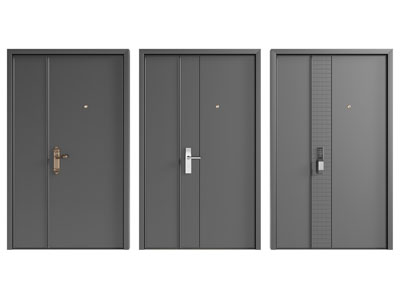 现代子母入户门 防盗门 平开门