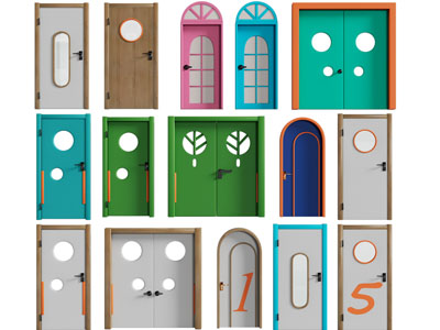 现代幼儿园多巴胺双开门 平开门 木门 房门