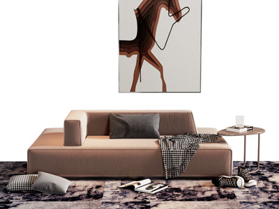 现代多人沙发 边几3d模型 现代多人沙发 边几