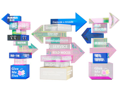 现代网红路牌打卡拍照点 美陈3d模型 现代网红路牌打卡拍照点 美陈