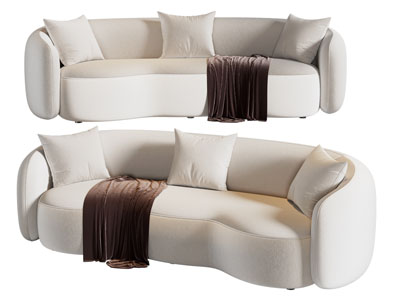 现代奶油风多人沙发3d模型 现代奶油风多人沙发