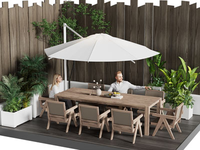 现代户外庭院遮阳伞 休闲餐桌椅组合3d模型 现代户外庭院遮阳伞 休闲餐桌椅组合