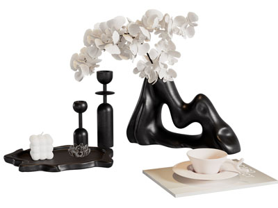 现代创意花瓶花卉 烛台 摆件组合3d模型 现代创意花瓶花卉 烛台 摆件组合