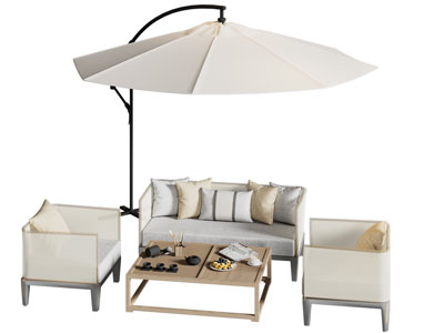 现代户外遮阳伞 多人沙发 单人沙发和茶几组合