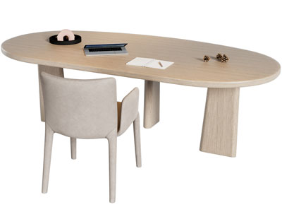 现代椭圆形书桌椅组合3d模型 现代椭圆形书桌椅组合