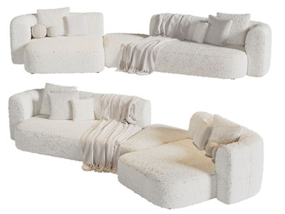 侘寂风奶油风异形沙发