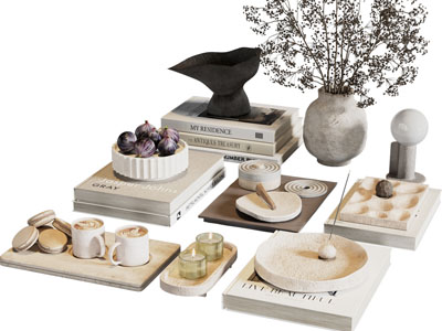 侘寂风书本 花瓶花卉 台灯 咖啡摆件组合3d模型 侘寂风书本 花瓶花卉 台灯 咖啡摆件组合