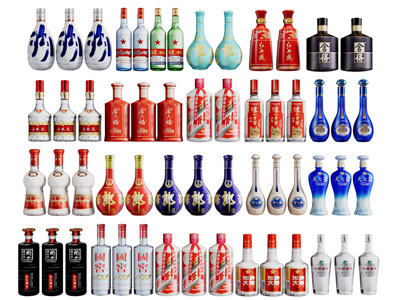 中式陶瓷白酒酒瓶 摆件组合3d模型 中式陶瓷白酒酒瓶 摆件组合