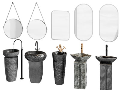 侘寂风立式洗手台 镜子