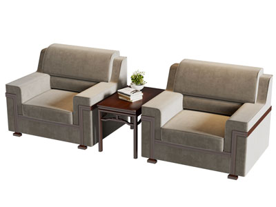 新中式单人沙发 边几