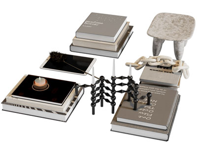 现代书本 饰品摆件组合3d模型 现代书本 饰品摆件组合