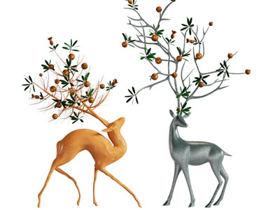 现代麋鹿雕塑雕刻 摆件组合3d模型 现代麋鹿雕塑雕刻 摆件组合