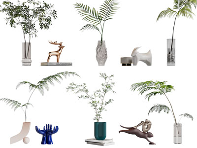 现代花瓶花卉 摆件组合