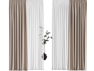 现代窗帘窗纱3d模型 现代窗帘窗纱