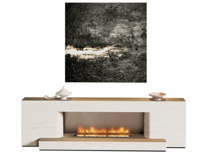 侘寂风壁炉火炉 挂画3d模型 侘寂风壁炉火炉 挂画