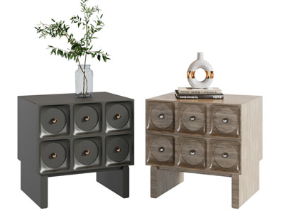 侘寂风实木床头柜