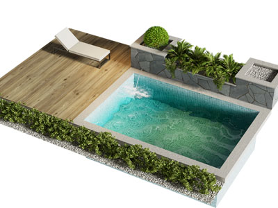 现代庭院游泳池 景观园艺小品