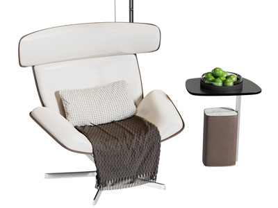 现代休闲椅子 边几