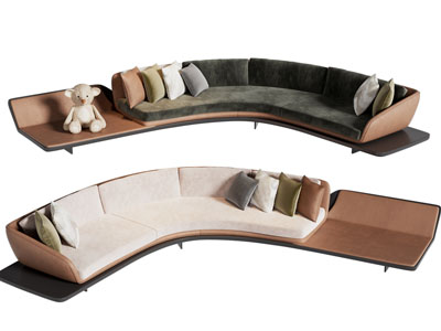 现代弧形多人沙发3d模型 现代弧形多人沙发