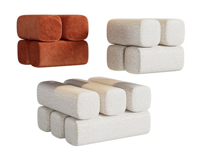 现代方形沙发凳子 拼接坐垫凳子