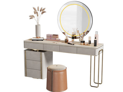现代轻奢化妆 梳妆台3d模型 现代轻奢化妆 梳妆台