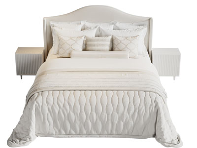 现代布艺双人床 床头柜