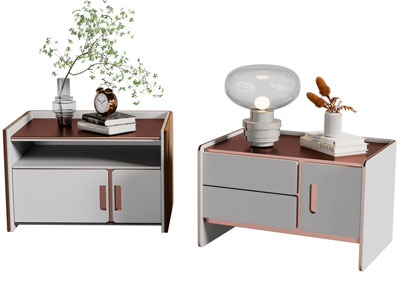 现代床头柜 摆件组合