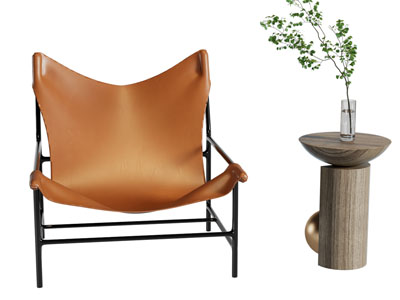 现代休闲椅子 边几